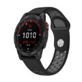 For Garmin Fenix 7 Solar 22mm Sports Breathable Silicone Watch Band(Black+Grey)