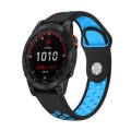 For Garmin Fenix 7 Solar 22mm Sports Breathable Silicone Watch Band(Black+Blue)