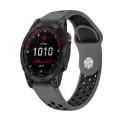 For Garmin Fenix 7 Solar 22mm Sports Breathable Silicone Watch Band(Grey+Black)