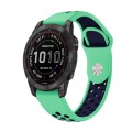 For Garmin Fenix 7 Sapphire Solar 22mm Sports Breathable Silicone Watch Band(Mint Green+Midnight Blu