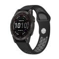 For Garmin Fenix 7 Sapphire Solar 22mm Sports Breathable Silicone Watch Band(Black+Grey)