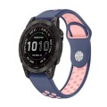For Garmin Fenix 7 Sapphire Solar 22mm Sports Breathable Silicone Watch Band(Midnight Blue+Pink)