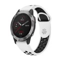 For Garmin Fenix 6 GPS 22mm Sports Breathable Silicone Watch Band(White+Black)