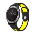 For Garmin Fenix 6 GPS 22mm Sports Breathable Silicone Watch Band(Black+Yellow)