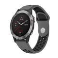 For Garmin Fenix 6 GPS 22mm Sports Breathable Silicone Watch Band(Grey+Black)