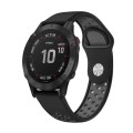 For Garmin Fenix 6 Pro GPS 22mm Sports Breathable Silicone Watch Band(Black+Grey)