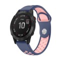 For Garmin Fenix 6 Pro GPS 22mm Sports Breathable Silicone Watch Band(Midnight Blue+Pink)