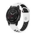 For Garmin Fenix 6 Sapphire GPS 22mm Sports Breathable Silicone Watch Band(White+Black)