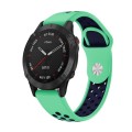 For Garmin Fenix 6 Sapphire GPS 22mm Sports Breathable Silicone Watch Band(Mint Green+Midnight Blue)