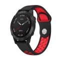 For Garmin Fenix 6 Sapphire GPS 22mm Sports Breathable Silicone Watch Band(Black+Red)