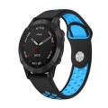 For Garmin Fenix 6 Sapphire GPS 22mm Sports Breathable Silicone Watch Band(Black+Blue)