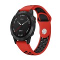 For Garmin Fenix 6 Sapphire GPS 22mm Sports Breathable Silicone Watch Band(Red+Black)