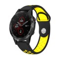 For Garmin Fenix 5 Plus 22mm Sports Breathable Silicone Watch Band(Black+Yellow)