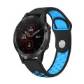 For Garmin Fenix 5 Plus 22mm Sports Breathable Silicone Watch Band(Black+Blue)