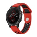 For Garmin Fenix 5 Plus 22mm Sports Breathable Silicone Watch Band(Red+Black)