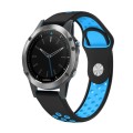 For Garmin Quatix 5 Sapphire 22mm Sports Breathable Silicone Watch Band(Black+Blue)