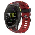 For Garmin Enduro 2 26mm Camouflage Printed Silicone Watch Band(Red+Jellyfish Camouflage)