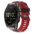 For Garmin Enduro 2 26mm Camouflage Printed Silicone Watch Band(Red+Army Camouflage)