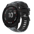 For Garmin Fenix 6X 26mm Camouflage Printed Silicone Watch Band(Black+Digital  Camouflage)