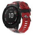 For Garmin Fenix 6X 26mm Camouflage Printed Silicone Watch Band(Red+Army Camouflage)