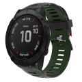 For Garmin Fenix 6X Pro 26mm Camouflage Printed Silicone Watch Band(Army Green+Bamboo Camouflage)