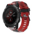 For Garmin Fenix 5X Plus 26mm Camouflage Printed Silicone Watch Band(Red+Army Camouflage)