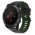 For Garmin Fenix 5X Plus 26mm Camouflage Printed Silicone Watch Band(Army Green+Bamboo Camouflage)