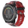 For Garmin Fenix 3 Sapphire 26mm Camouflage Printed Silicone Watch Band(Red+Army Camouflage)