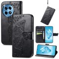 For OnePlus 12R Butterfly Love Flower Embossed Leather Phone Case(Black)
