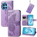 For OnePlus 12R Butterfly Love Flower Embossed Leather Phone Case(Light Purple)