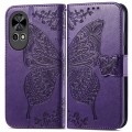 For Huawei  Nova 12 Pro Butterfly Love Flower Embossed Leather Phone Case(Dark Purple)