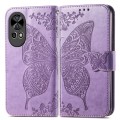 For Huawei  Nova 12 Pro Butterfly Love Flower Embossed Leather Phone Case(Light Purple)
