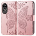For Huawei  Nova 12 Pro Butterfly Love Flower Embossed Leather Phone Case(Rose Gold)