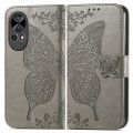 For Huawei  Nova 12 Pro Butterfly Love Flower Embossed Leather Phone Case(Gray)