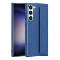 For Samsung Galaxy S24+ 5G Skin Elastic Wrist Grip Back Cover Phone Case(Navy Blue)