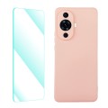 For Huawei Nova 11 ENKAY Liquid Silicone Phone Case with Tempered Glass Film(Pink)