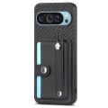 For Google Pixel 9 Wristband Kickstand Card Wallet Back Cover Phone Case with Tool Knife(Black)