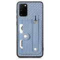 For Samsung Galaxy S20+ Wristband Kickstand Wallet Back Phone Case with Tool Knife(Blue)