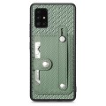 For Samsung Galaxy A51 5G Wristband Kickstand Wallet Back Phone Case with Tool Knife(Green)