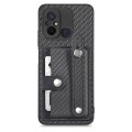 For Redmi Note 9S Wristband Kickstand Card Wallet Back Phone Case with Tool Knife(Black)