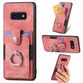 For Samsung Galaxy S10e Retro Skin-feel Ring Card Wallet Phone Case(Pink)