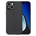For  iPhone 15 Carbon Fiber Texture Leather Back Phone Case(Black)