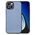 For  iPhone 15 Carbon Fiber Texture Leather Back Phone Case(Blue)