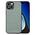 For  iPhone 15 Carbon Fiber Texture Leather Back Phone Case(Green)