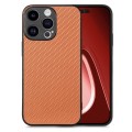 For iPhone 15 Pro Max Carbon Fiber Texture Leather Back Phone Case(Brown)