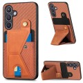 For Samsung Galaxy S24+ 5G Carbon Fiber Wallet Flip Card K-shaped Holder Phone Case(Brown)