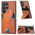 For Samsung Galaxy S24 Ultra 5G Carbon Fiber Wallet Flip Card K-shaped Holder Phone Case(Brown)