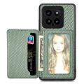 For Xiaomi 14 Carbon Fiber Magnetic Card Bag Phone Case(Green)