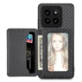 For Xiaomi 14 Pro Carbon Fiber Magnetic Card Bag Phone Case(Black)
