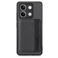 For Redmi Note 13 5G Carbon Fiber Magnetic Card Bag Phone Case(Black)